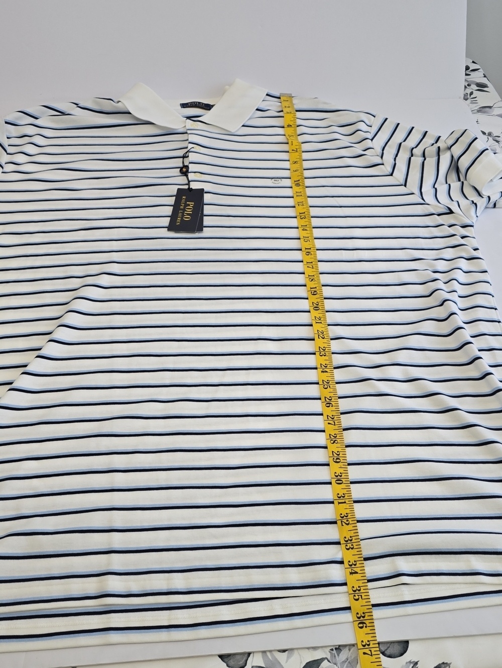 NWT Polo Ralph Lauren Men's Classic Polo Shirt White Blue Stripes Size 3XLT - Picture 11 of 15